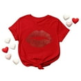 thumbnail image 4 of Cathalem Womens Tshirts Ribbed Knit Slim Fit T Shirts 2024 Summer Casual Basic Solid Tee Top,Red XXL, 4 of 5
