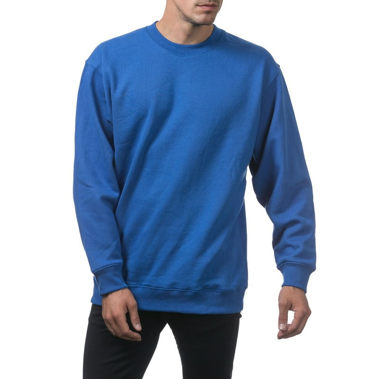 Pro Club Men s Heavyweight Crew Neck Fleece Pullover Sweater Royal Blue XXL