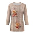thumbnail image 4 of fartey T-Shirt Tunique à Manches 3/4 pour Femme Grande Taille, Tendance, à Imprimé Floral, Chandail à Enfiler, Hauts Décontractés à Col Rond, T-Shirts Doux et Confortables, Blouses de Plage Mode, Haut, P-4TG, 4 of 5