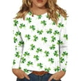 thumbnail image 2 of St Patricks Day Shirt Women Long Sleeve T Shirts Funny Green Shamrock Printed Graphic Saint Patrick's Tee Tops Light Green S, 2 of 5