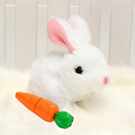 TETOU Easter Basket Stuffers for Toddler, Interactive Electronic Bunny Plush Toys Can Walk and Talk Rabbit Educational Toys for Kids(White)