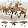 thumbnail image 4 of Extendable Round Dining Table Set for 6 People, 43.3"-59.1" Extendable Kitchen Table with 6 Upholstered Chairs, Space Saving for Kitchen Dining Room (Walnut Table+6 Brown Chairs), 4 of 14
