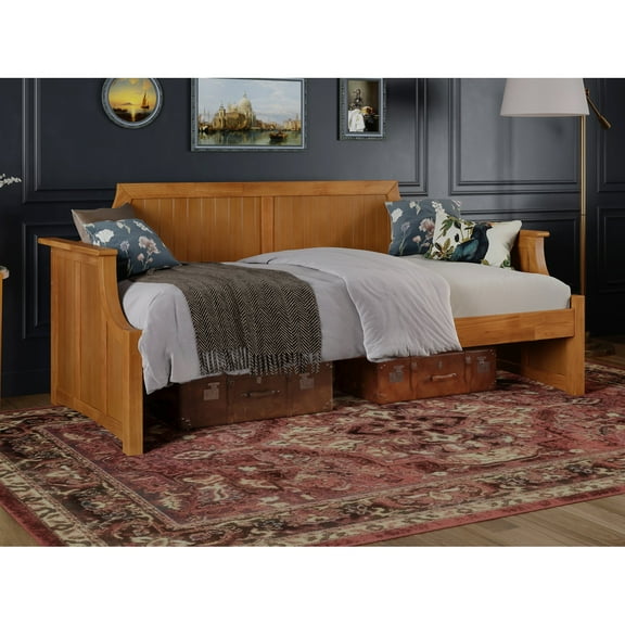 HomeStock Victorian Vintage Twin Size Daybed - Light Toffee, 39x79.5x34.63 Inches, Unique Curved Back Board, Solid Wood