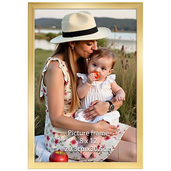 8x12 Picture Frame, Gold 8 by 12 Photo Frame for Wall Gallery Display, Single