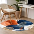 thumbnail image 4 of Round Rugs 3Ft, Navy Blue Burnt Orange Round Area Rug Washable Indoor Throw Carpet, Abstract Geometric Vintage Small Non Slip Circle Rug for Bedroom Living Room Home Decor Aesthetic, 4 of 8