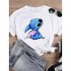thumbnail image 1 of Disney Watercolor Lovely Style Short Sleeve Women Print Clothing Stitch Casual Tee Shirt Fashion Cartoon Graphic T-shirtsXXXL Gao Jinjia LED, 1 of 2