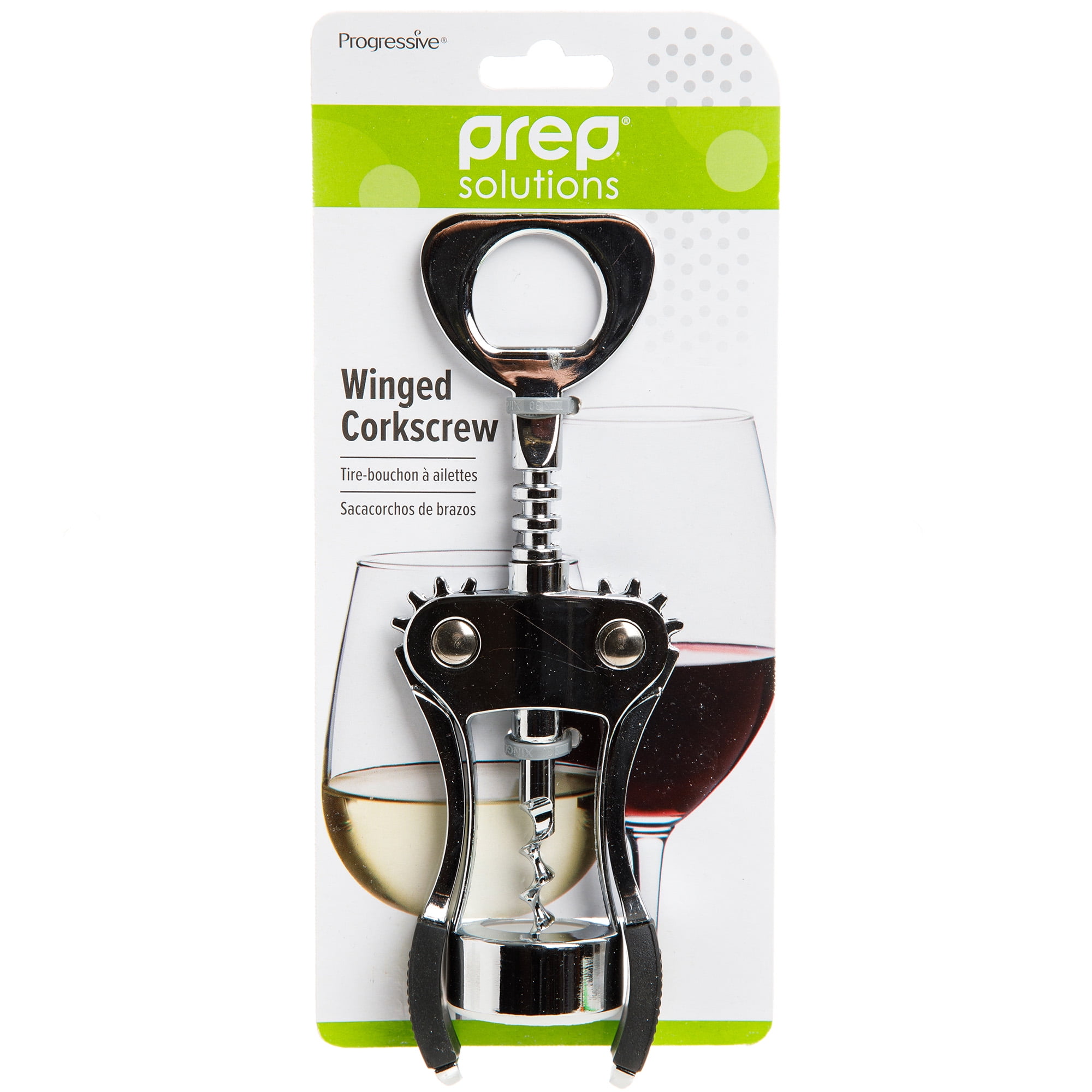 Prep Solutions Chrome Plated Winged Corkscrew & Bottle Opener, Size: 2.56 inch x 1.5 inch x 7.68 inch, Silver