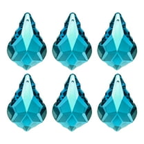 Uxcell K9 Crystal Pendants Teardrop Beads, 6 Pack 38mm Chandelier Prisms Parts Hanging Leaf Beads DIY Lamp for Arts Crafts Decoration, Blue