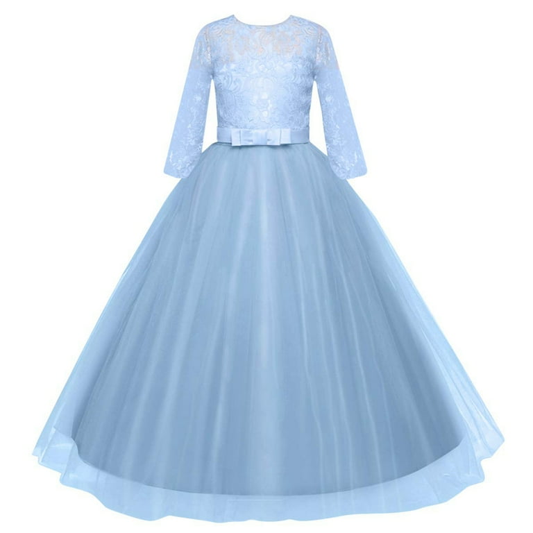 GYRATEDREAM Girls Dress Long Bridesmaid Wedding Tulle Dresses Sequin Lace  Wedding Party Flower Dress Kids Tulle Prom Ball Gowns,Size 11-13 Years -  Walmart.com