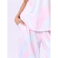 thumbnail image 5 of DARING DIVA Women's Short Sleeve Tie Dye Capri Pants with Pockets Loungewear M Pink, 5 of 7