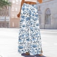 thumbnail image 2 of Enjoytime Travel Pants Women Print Drawstring Elastic Waist Wide Leg Pants Casual Lounge Beach Vacation Trousers, 2 of 4