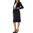 thumbnail image 4 of 2 Piece Skirt Suit Set for Women Long Sleeve Blazer Pencil Skirt Formal Work Business Outfits XS Black, 4 of 6