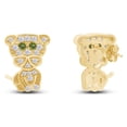 thumbnail image 3 of AFFY Round Cut Simulated Peridot & White Cubic Zirconia Cute Tiny Dog Animal Stud Earrings In 14k Yellow Gold Over Sterling Silver, 3 of 5
