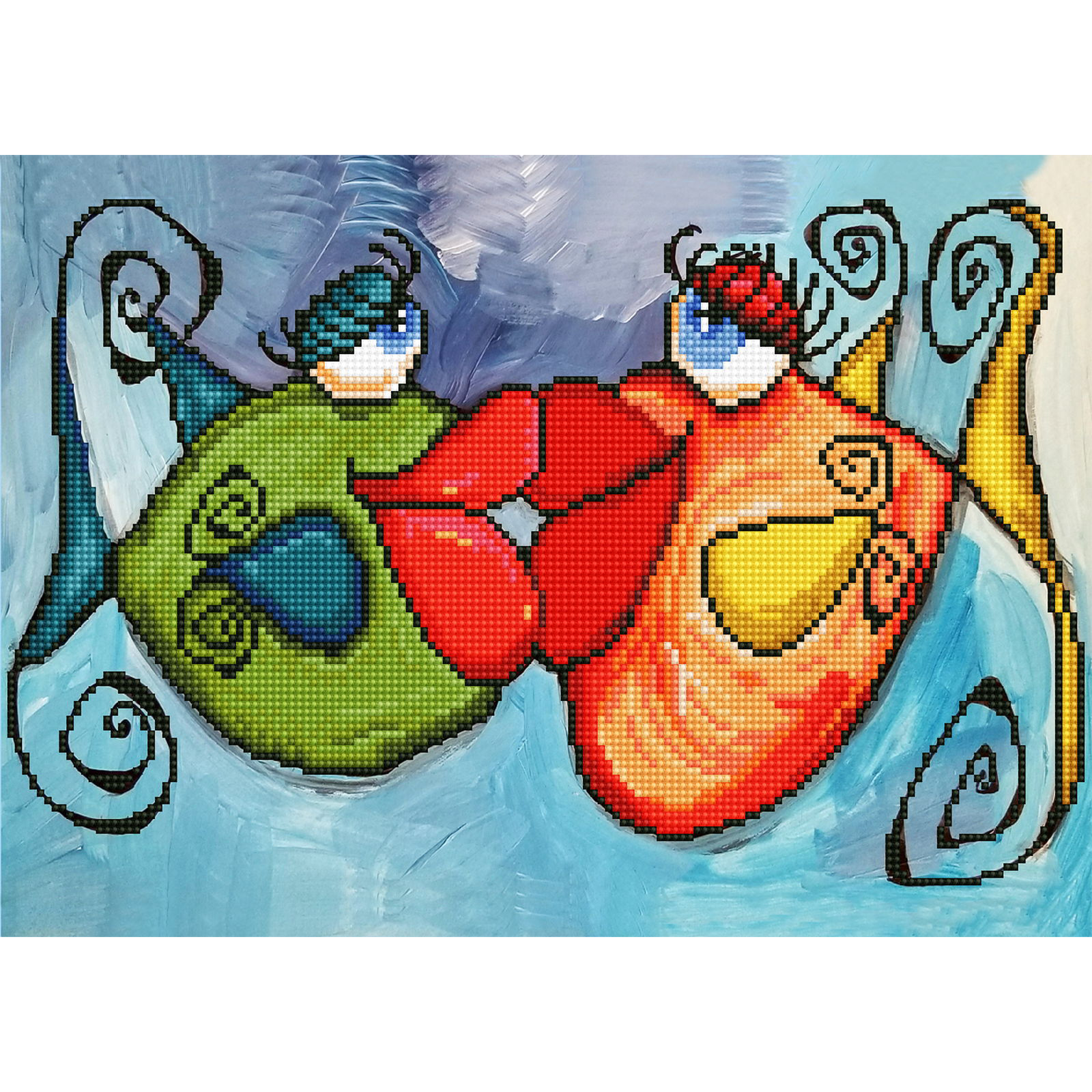 Diamond Dotz Fishy Kissy Fish Diamond Painting Kits for Adults - Diamond Art Kits a Relaxing Creative Craft Kit with Dotz Gems  11.8"x16.5"