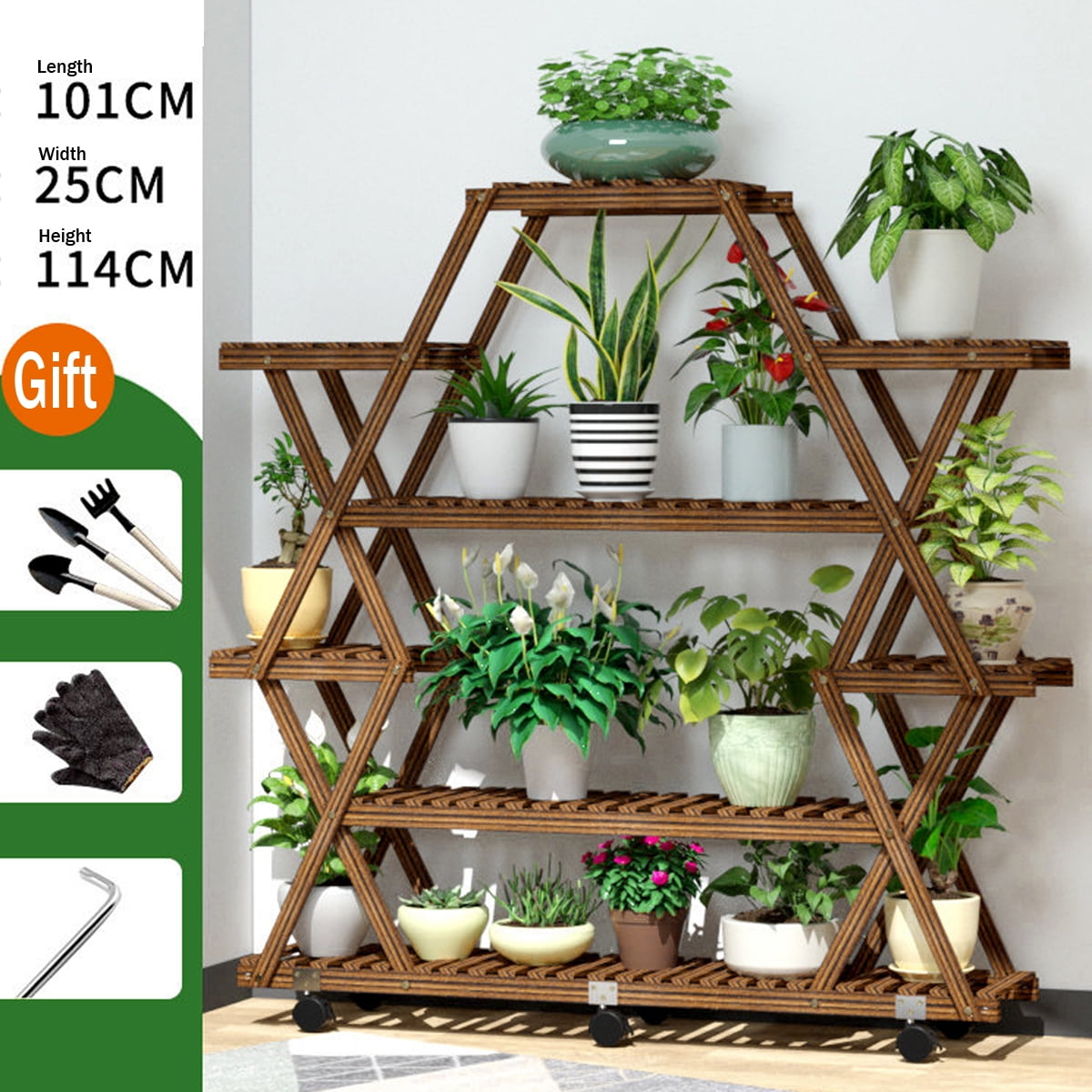 6Tier 15 Pots Wooden Plant Flower Display Stand Wood Shelf Storage