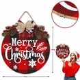 thumbnail image 2 of STARLIGHT- Merry Christmas Decoration Wreath Buffalo Plaid Hanging Sign Rustic Wooden Decor, 2 of 6