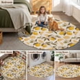 thumbnail image 6 of Round Area Rug 5ft,Summer Lemon Flower Leaves Washable Carpet Non-Slip Runner Accent Rugs Indoor Floor Mat for Bedroom Living Room Decor,Farm Fruit Retro Linen, 6 of 9