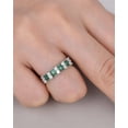 thumbnail image 2 of HeartsAndYou Baguette Cut Natural Green Emerald Moissanite Two Row Band 14k SOLID White Gold, 2 of 6