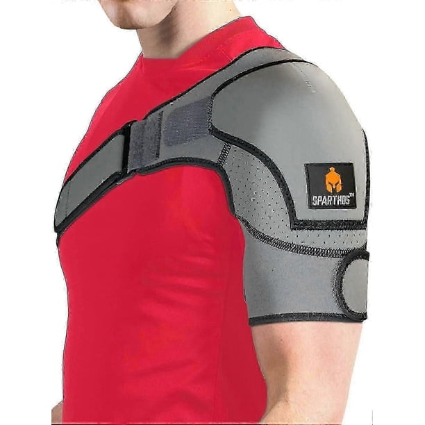 Shoulder Brace - Support And Compression Sleeve For Torn Rotator Cuff, Ac Joint Pain Relief - Arm Immobilizer Wrap, Ice Pack Pocket, Stability Strap,-