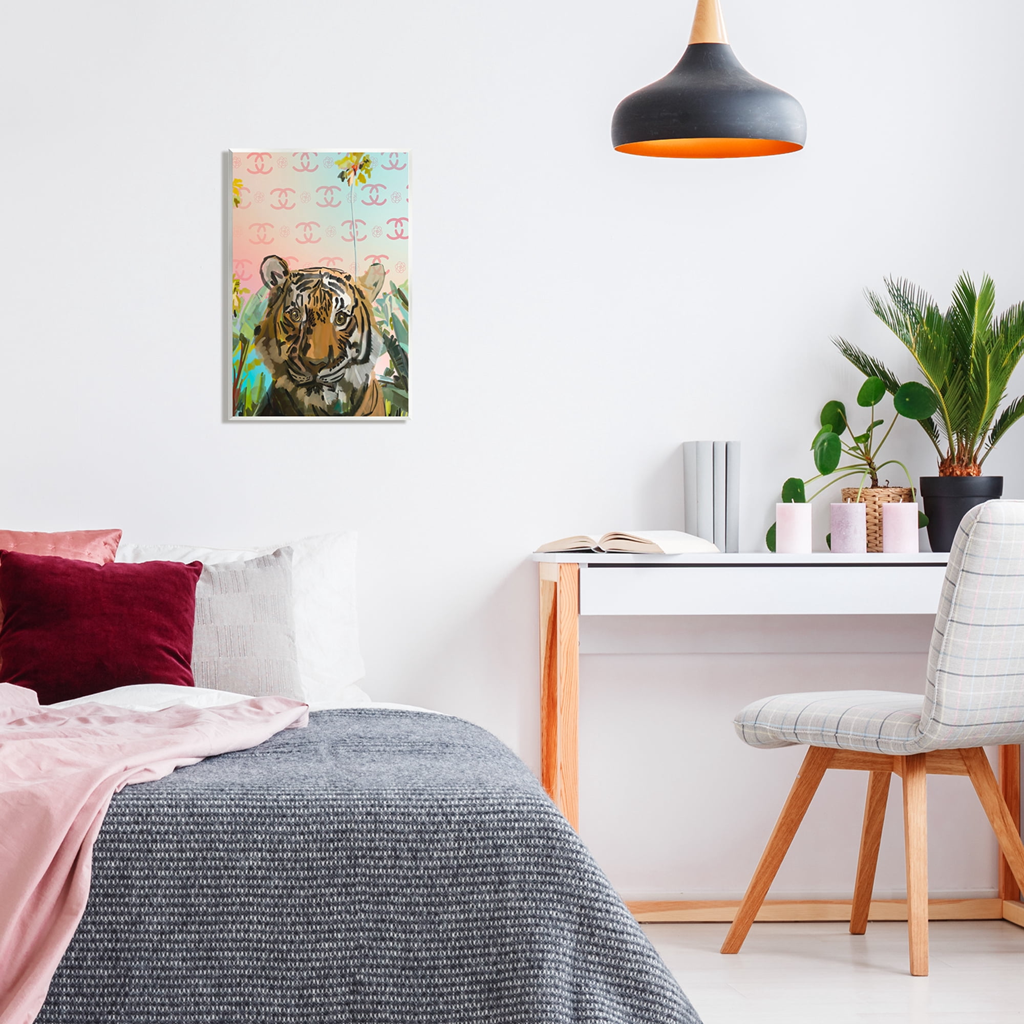 Stupell Industries Glam Tropical Tiger Animals & Insects Painting Unframed Art Print Wall Art, 13 x 19