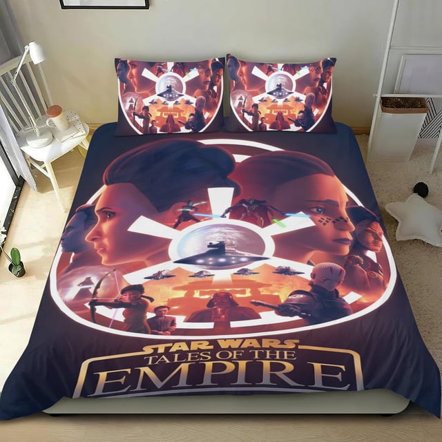 Star Wars: Cuentos del Imperio Conjunto de sábanas temático, trío de piezas, cómodo y amigable con la piel, diseño único, regalo de decoración para el hogar para familiares, amigos y fans,173cm *218cm