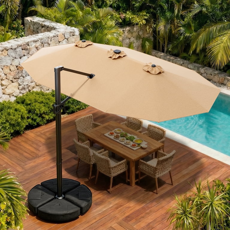 cantilever rectangular patio umbrellas ZLACUIU 10x13FT Outdoor Umbrellas, Double Top Large Rectangle Umbrella, Heavy Duty 360 Rotation Offset Outdoor Sun Shade Umbrella for Garden Deck Pool Backyard Patio, Beige : Patio, Lawn Constructed from UV 15FT Cantilever Patio Umbrella with