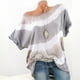 thumbnail image 2 of Sonducket Camiseta de mujer con un hombro, manga corta, top a rayas, blusa estampada a rayas Prendas para la parte del cuerpo Gris SG, 2 of 4