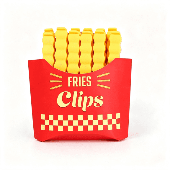 ACDANC Food Bag Clips Set,12 Cute French Fries Shaped Bag Clips with Storage Box - Snack Sealing Clip,Fun Fridge Accessories Gift for Food,Kitchen and Home