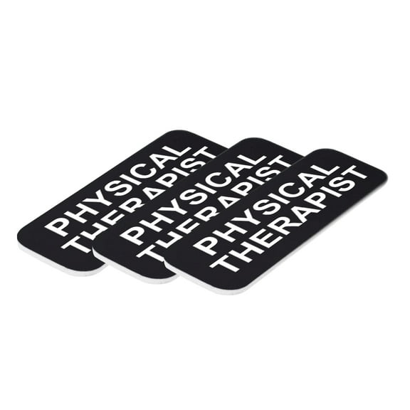 All Quality Badges Physical Therapist 1 x 3" Name Tag, Black (3 Pack)