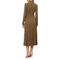 thumbnail image 3 of INSPIRE CHIC Women's Dress Sweater Turtleneck Long Sleeve Stretch Flowy Ribbed Knit Maxi Dress L Dark Brown, 3 of 6