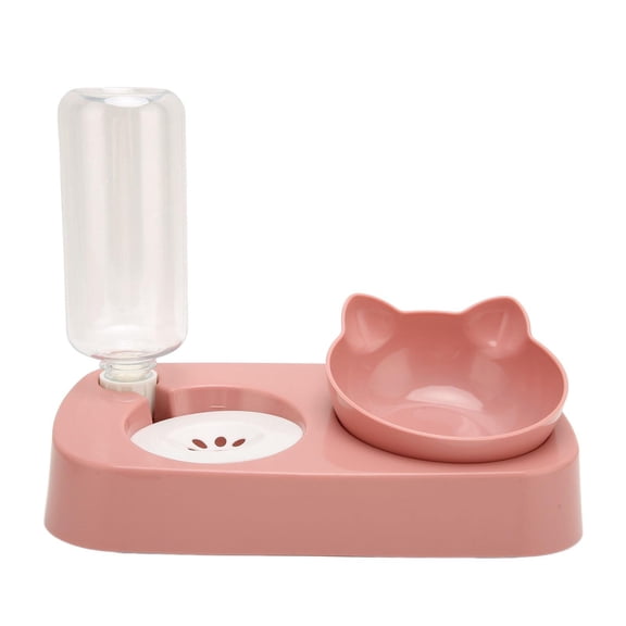 BOKYAN Pet Water & Food Bowl Set – Raised Detachable Automatic Feeder with Strainer, 28mm Bottle, Pink – Ideal for Small & Medium Dogs & Cats