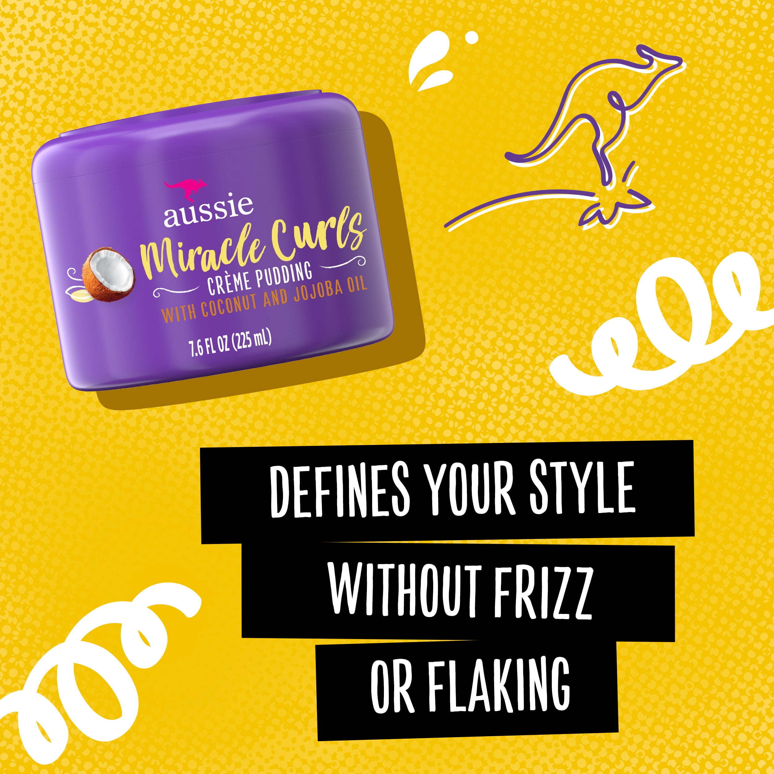 Aussie Miracle Curls with Coconut Oil, Paraben Free Cream Pudding, for Curly Hair 7.6 fl oz