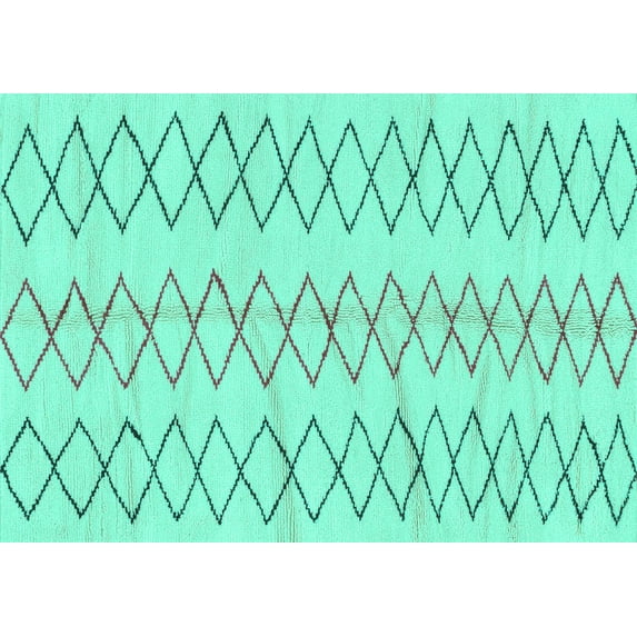 Ahgly Company Indoor Rectangle Solid Turquoise Blue Modern Area Rugs, 5' x 7'