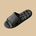 thumbnail image 4 of XUNKUSGA Shower Slippers Classic Soild Color Non-Slip Slippers Lightweight Breathable Soft Sole Cloud Slides Comfortable Drainage Sole House Slippers for Men 5.5-10.5 Black, 4 of 6