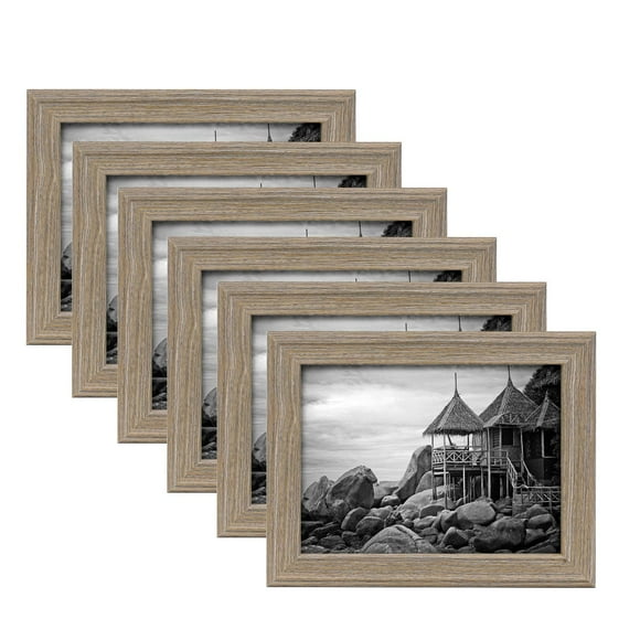DECO DE VILLE Ensemble de 6 Cadres Photo 6"x8", Cadres Photo pour Suspension Murale Ou Présentation sur Table (Brun)