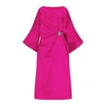 thumbnail image 4 of Dresses for Women Solid Color Elbow Sleeve Round Neck Dress Fashion Casual Summer Women's Dresses, 4 of 8