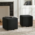 thumbnail image 5 of 18.5" Wide Modern Square Boucle Upholstered Ottoman with Solid Wood Legs Set of 2, Multi-Functional Sofa Footrest, Side Table, Extra Seating for Living Room, Bedroom, Fully Assembled (Black), 5 of 11