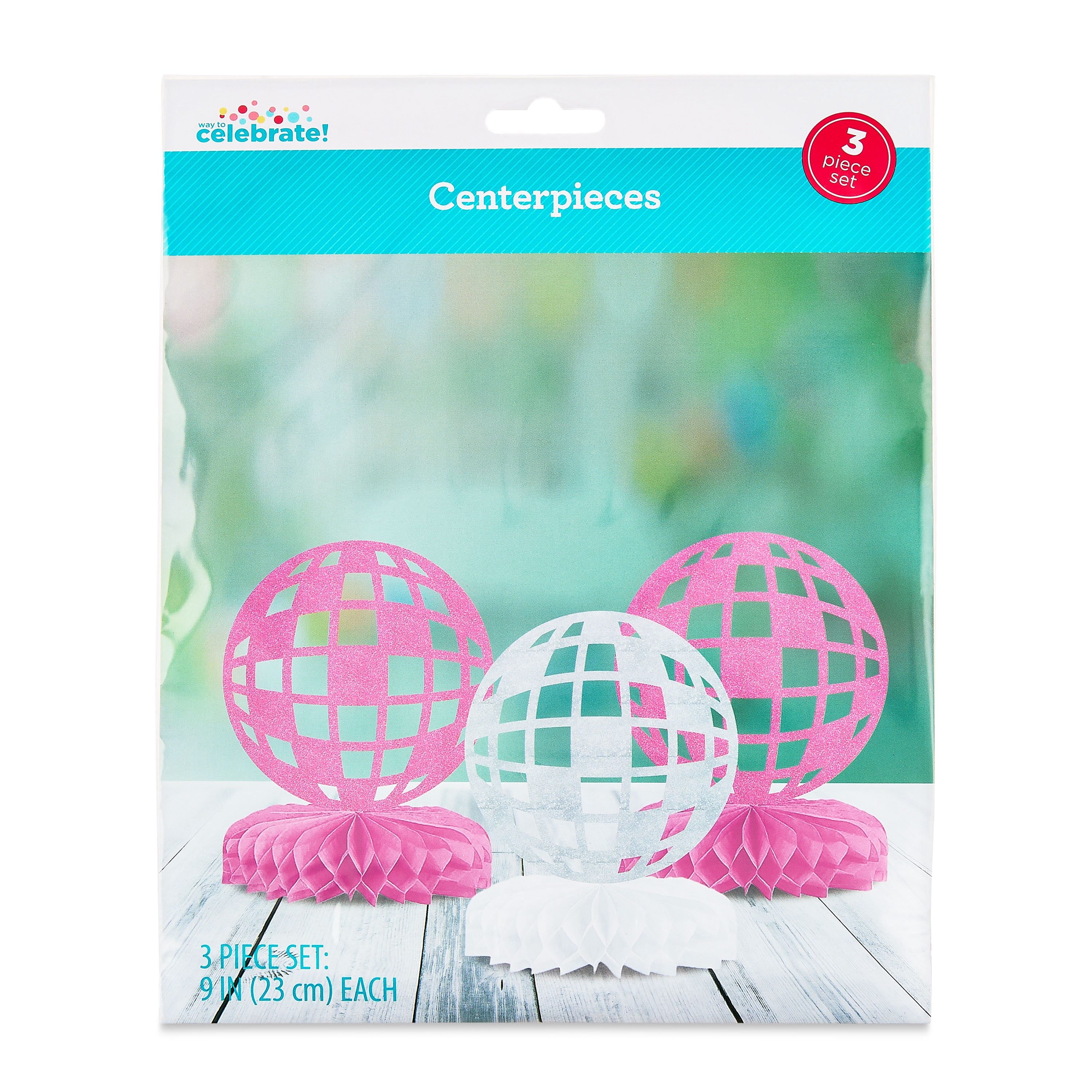 Pink/Silver Disco Ball Paper Honeycomb Center Table Decoration, 3 Count, by Way To Celebrate