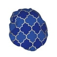 thumbnail image 2 of Kll Blue Gold Grid Lantern Shapes Pattern Shower Cap & Bath Cap For Women,Reversible Oversized Waterproof Shower Caps For All Hair Lengths,Elastic Reusable Bathing Hair Cap, 2 of 9