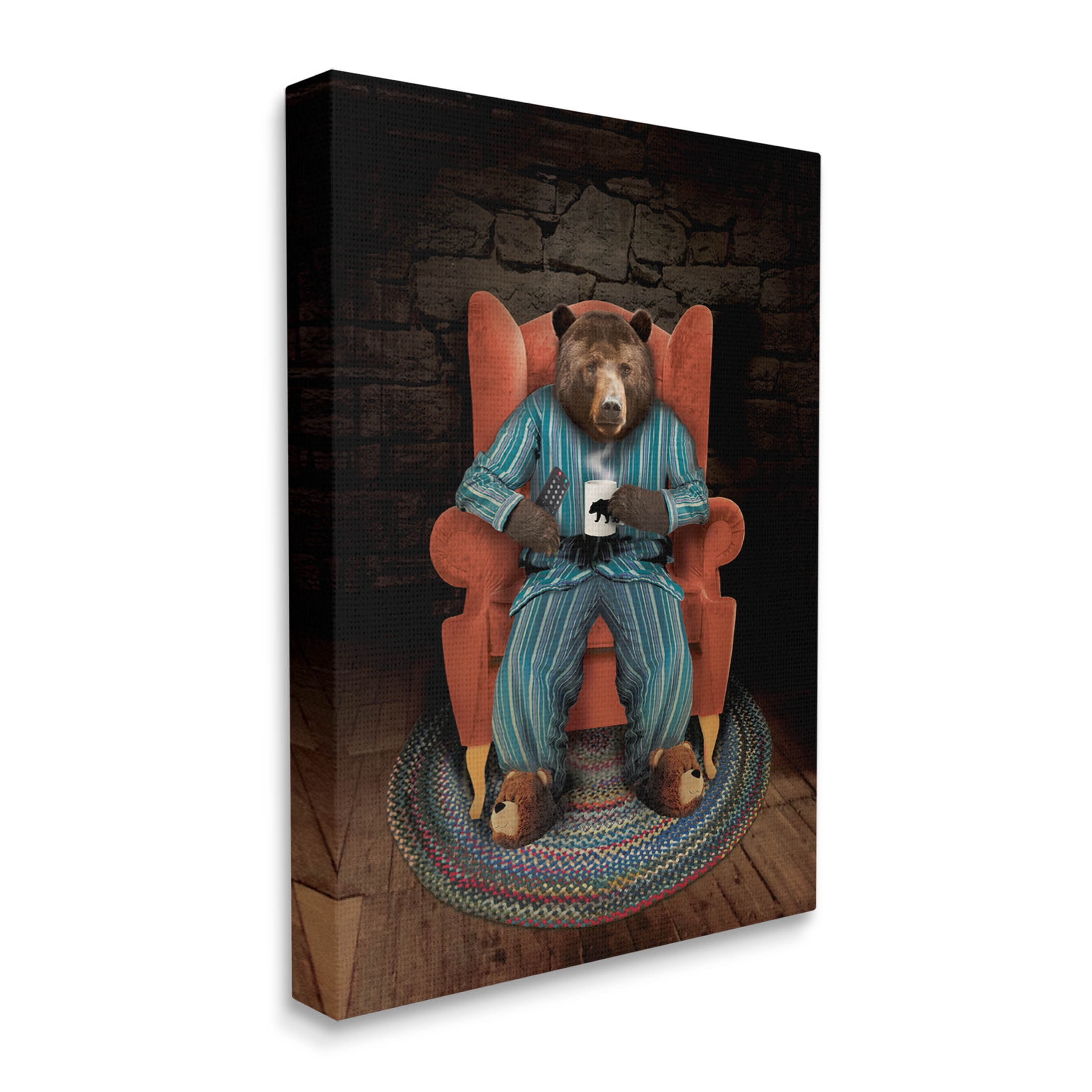 Bed Time Bear Relaxing Portrait Animals & Insects Graphic Art Gallery Wrapped Canvas Print Wall Art