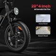 thumbnail image 4 of SUNTIBYE 2pcs G60 Peak 1500W Electric Bike, 20" Fat Tire E-Mountain Bikes,Long Range Electric Bike for Adults 48V 20Ah Ebike UL2849 Black, 4 of 10