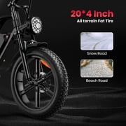 SUNTIBYE 2pcs G60 Peak 1500W Electric Bike, 20 Fat Tire E-Mountain Bikes,Long Range Electric Bike for Adults 48V 20Ah Ebike UL2849 Black