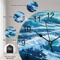 thumbnail image 6 of Wall Clock 14 inch Blue Ocean White Wave Stripes Battery Operated Clocks Silent Non-Ticking Wallclock Oil Painting Round Decorative Wall Clocks for Home Office School, 6 of 8