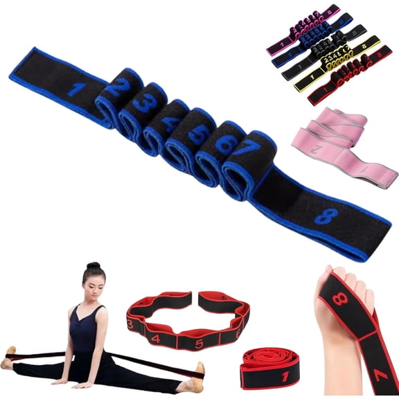 YUSUIYI Fitness Numbered Resistance Bands,Stretching Strap with 8 Loops,Elastic Stretch Bands for Exercise,Adjustable Pull Rope for Full Body Workout