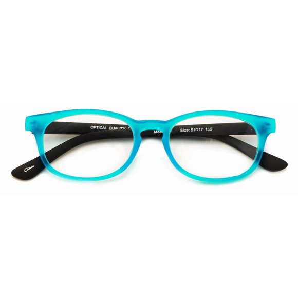 Vision World Eyewear V.W.E. Fun Neon Color Spherical Frame Readers Reading Glasses - Matte Translucent Rubberized Finish (Blue/Black, 1.00)