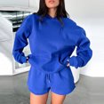 thumbnail image 2 of Chándal informal para mujer, sudadera suelta y pantalones cortos con cordón, ropa de uso diario para gimnasio femenino FLhrweasw Nuevo, 2 of 7