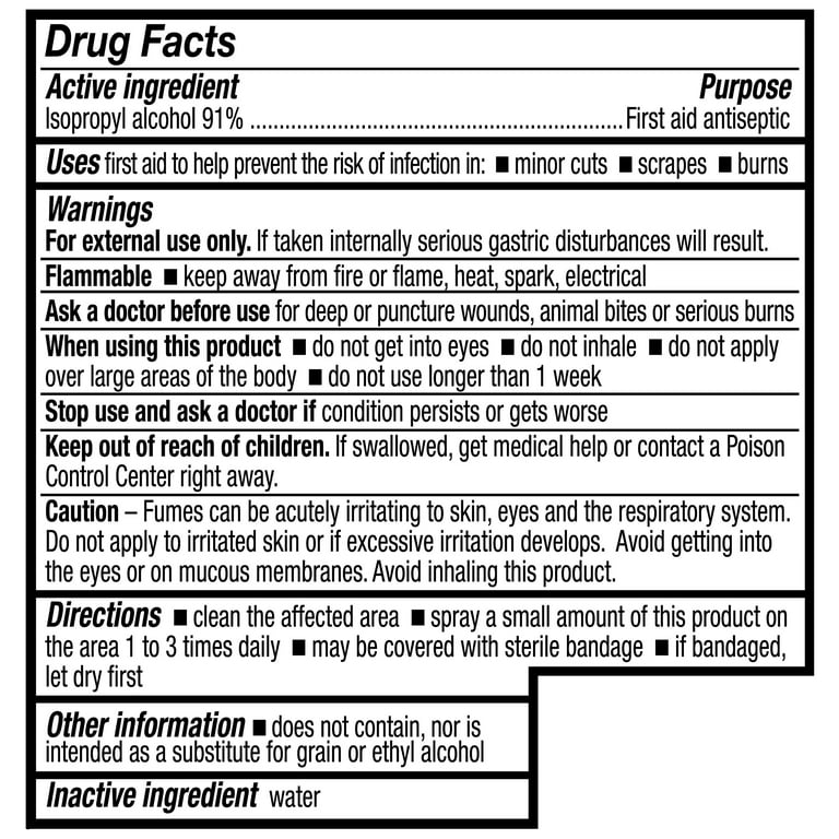 Equate 91% Isopropyl Alcohol First Aid Antiseptic, Topical Solution Spray, 10 fl oz