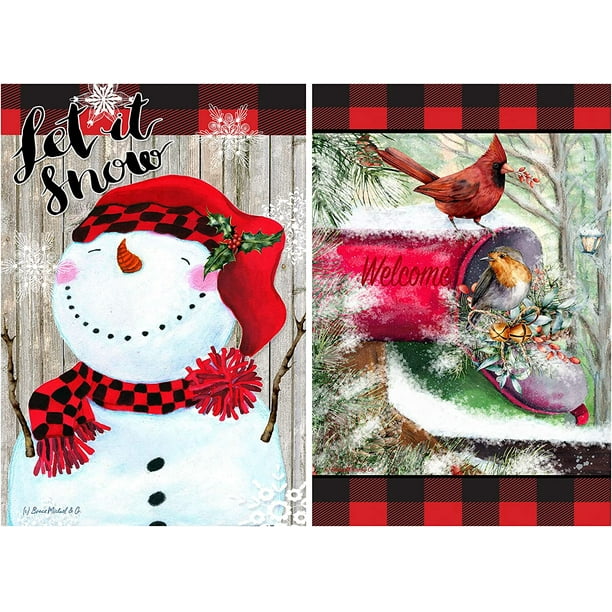 Decorative House Flags Set 0f 2 House Christmas 28 X 40 Double Sided Winter House Flag Walmart Com Walmart Com