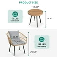 thumbnail image 7 of DWVO Wicker Outdoor 2 Patio Chairs with Coffee Table & Cushions, 3 Pieces All-Weather Rattan Patio Furniture Set for Patio, Balcony, Backyard- Grey, 7 of 7