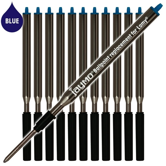 Jaymo Replacement for Lamy M16 1200152 - Measures 4.17 in / 106 mm Long - Ballpoint Pen Refill - 12 Blue